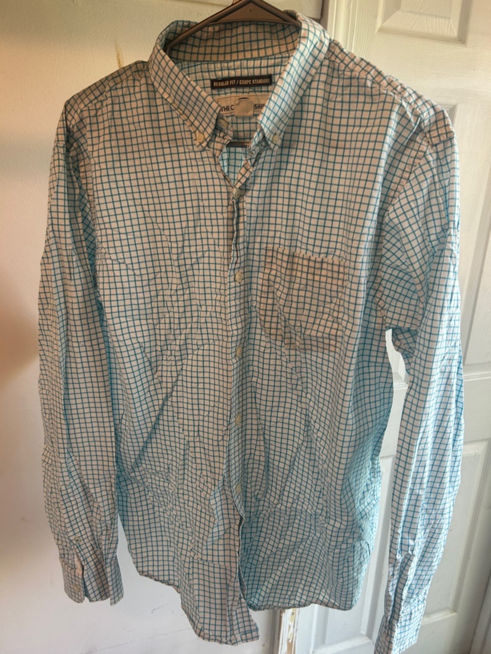 Old Navy Men’s Button-Down Check Shirt - Light Blue & White